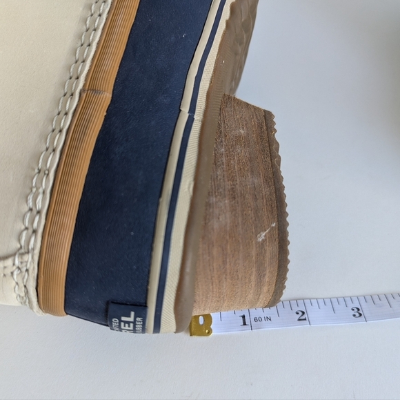 Sorel Slimpack Lace II Shell Rubber Leather Wool Boot Oatmeal Collegiate Navy 8½ - Picture 10 of 10